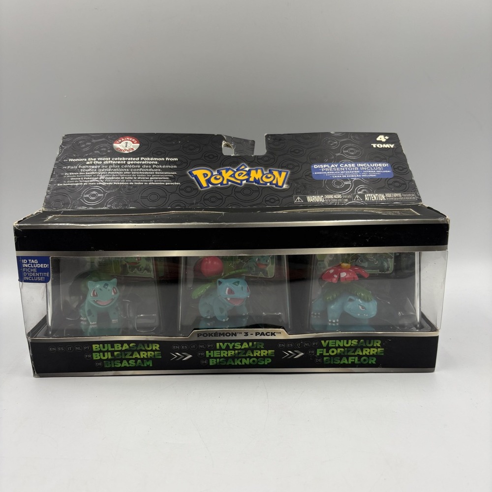 Pokemon Bulbasaur Ivysaur Venusaur Action Figure 3-Pack TOMY Display Case Green